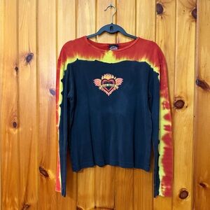 Harley Davidson Tie-Dye Long Sleeve Shirt with Heart Graphic
